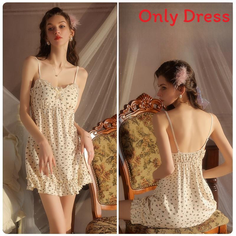 Milk Silk Sleeveless Nightdress With Floral Print And V Neck For Comfortable Sleep And Lounge