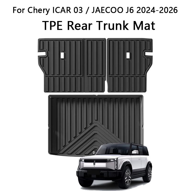 Trunk Mat For Chery ICAR03/JAECOO J6 2024-26 TPE Rear Seat Backrest Pad All Weather Cargo Liner Trunk Tray Floor Anti Dirty Mats
