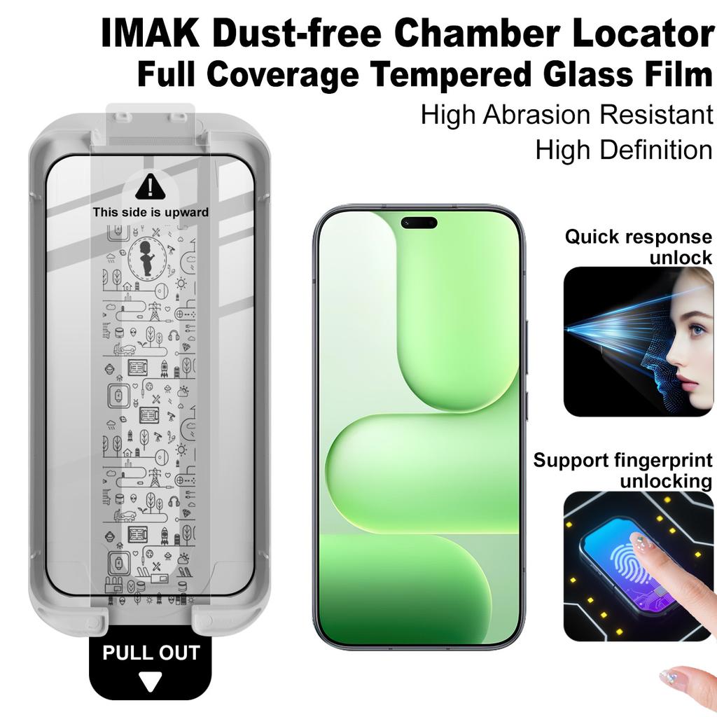For Honor 600 Lite 5G Glass IMAK Dust-free Cabin Full-screen Tempered Glass Film Supports Fingerprint Unlock