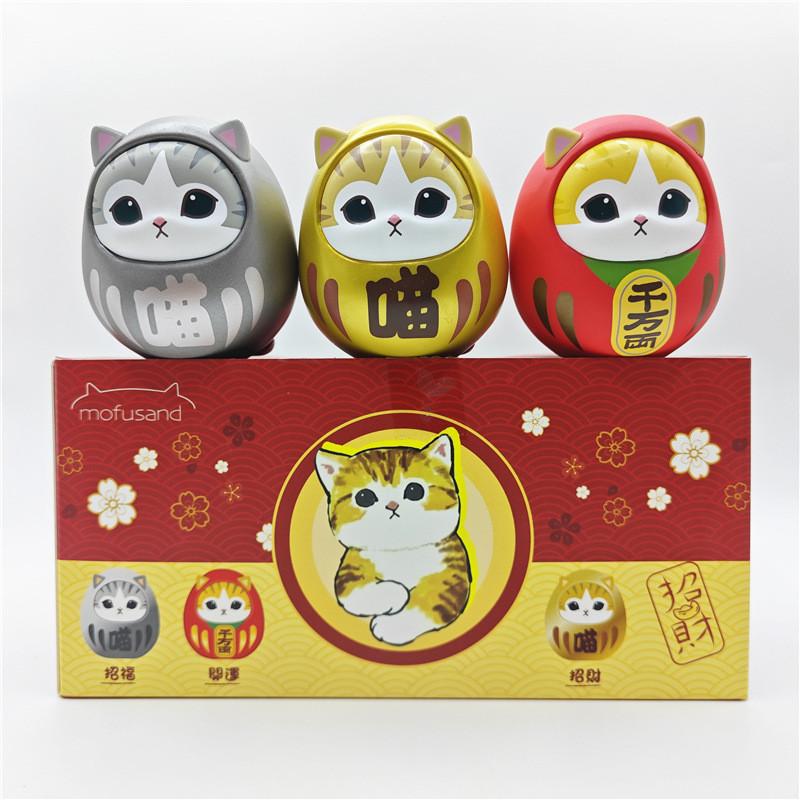 Delightful Daruma Cat Blind Box Figurines Pvc Good Fortune Cat Decorative Collectibles