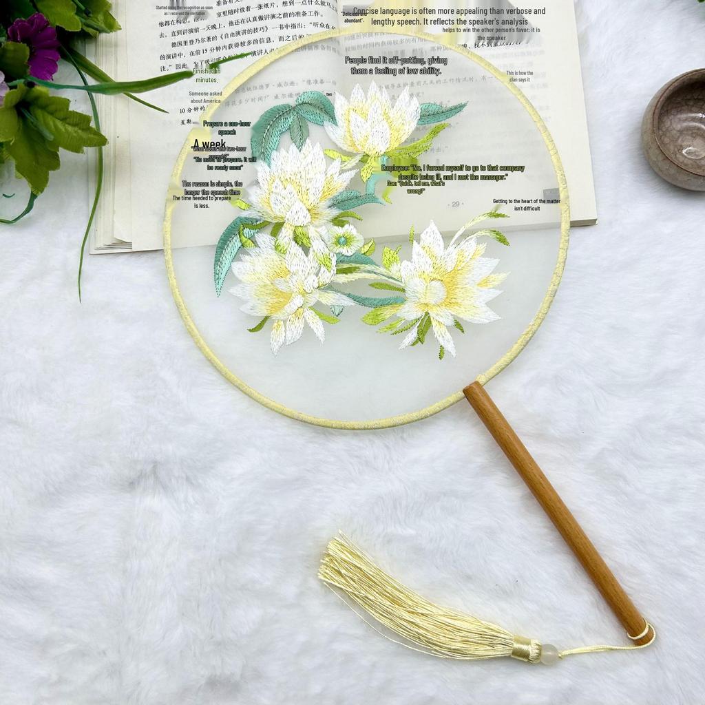 Ancient Style Single-Sided Suzhou Embroidery Dance Fan