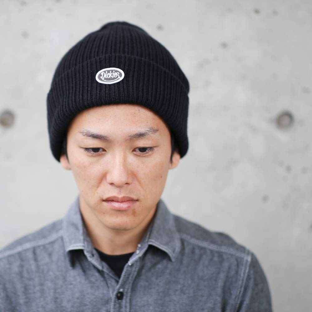 Dickies Custom-Made CALIF Ribbed Knit Cap with Logo Patch, Watch Cap, Unisex Acrylic Beanie, Solid Color, 874 (Free Size, (00) Black) glt-dk006
