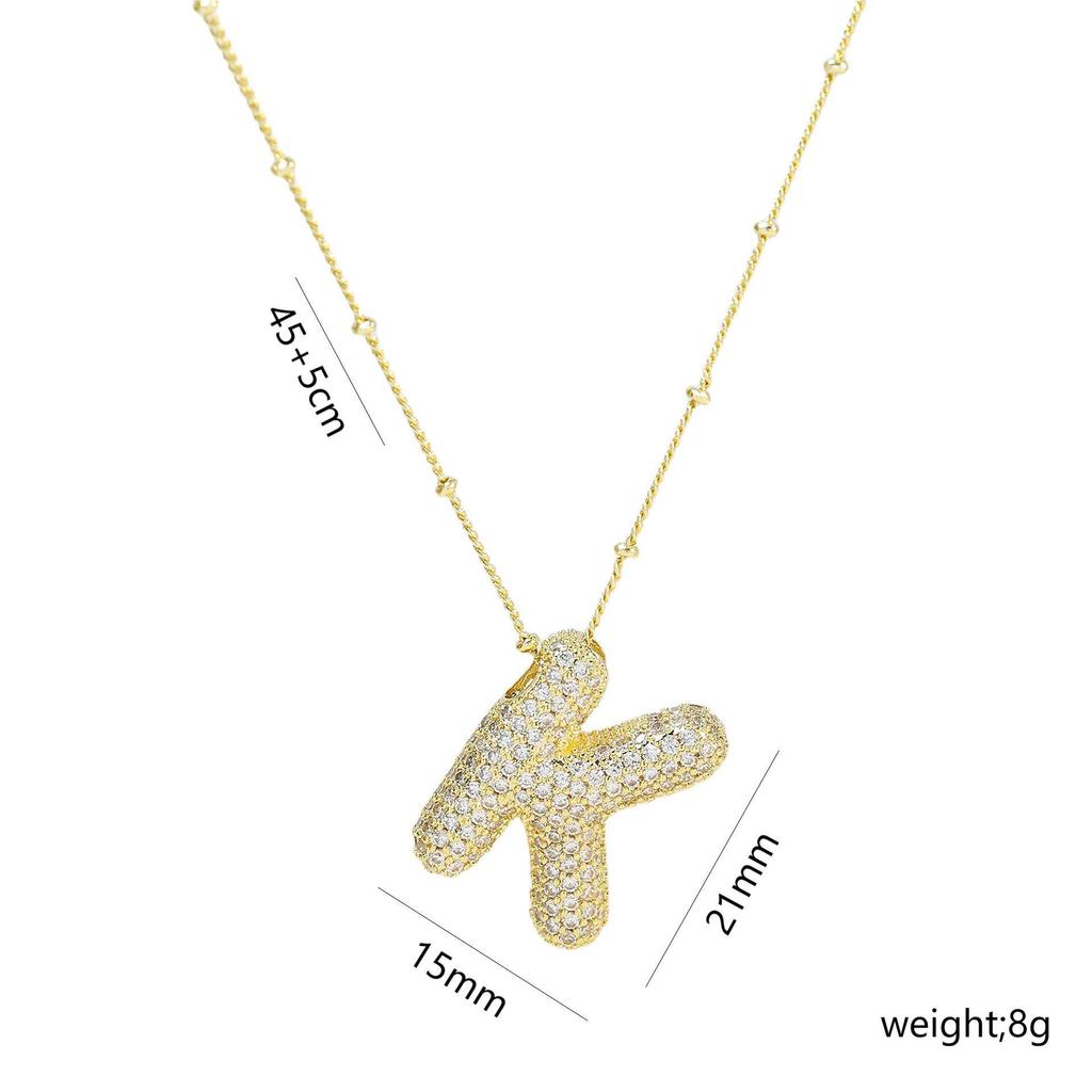 Elegante Collana con Ciondolo Alfabeto in Oro 18 Carati Placcato Zircone