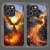 Aesthetic Phoenix Fire Feather Pattern Tempered Glass Phone Case for iPhone 17 16 Pro Max 15 14 Plus 13 12Mini 11 X XS MAX Cover