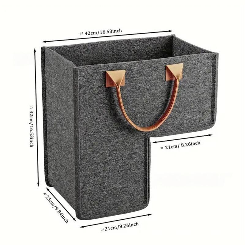 

L-Shape Felt Stair Storage Basket with PU Handle Durable Home Office Organizer for Clothes Toys Sundries Basket for Space Saving