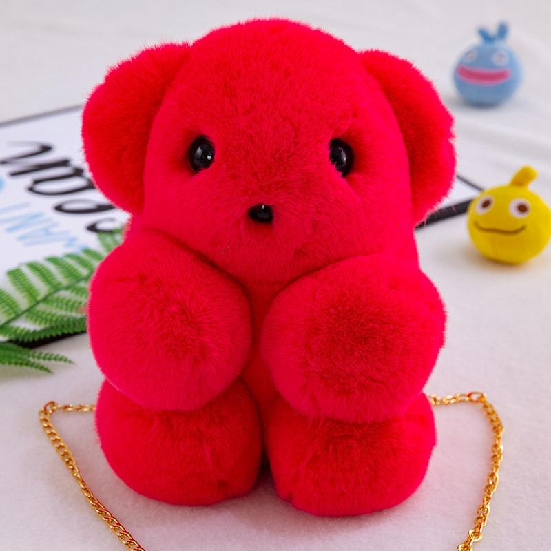 

New Bear Plush Crossbody Backpack Girl Messenger Bag Creative Cute Chain Bag Lovely Fluffy Girl s Cartoon Bag