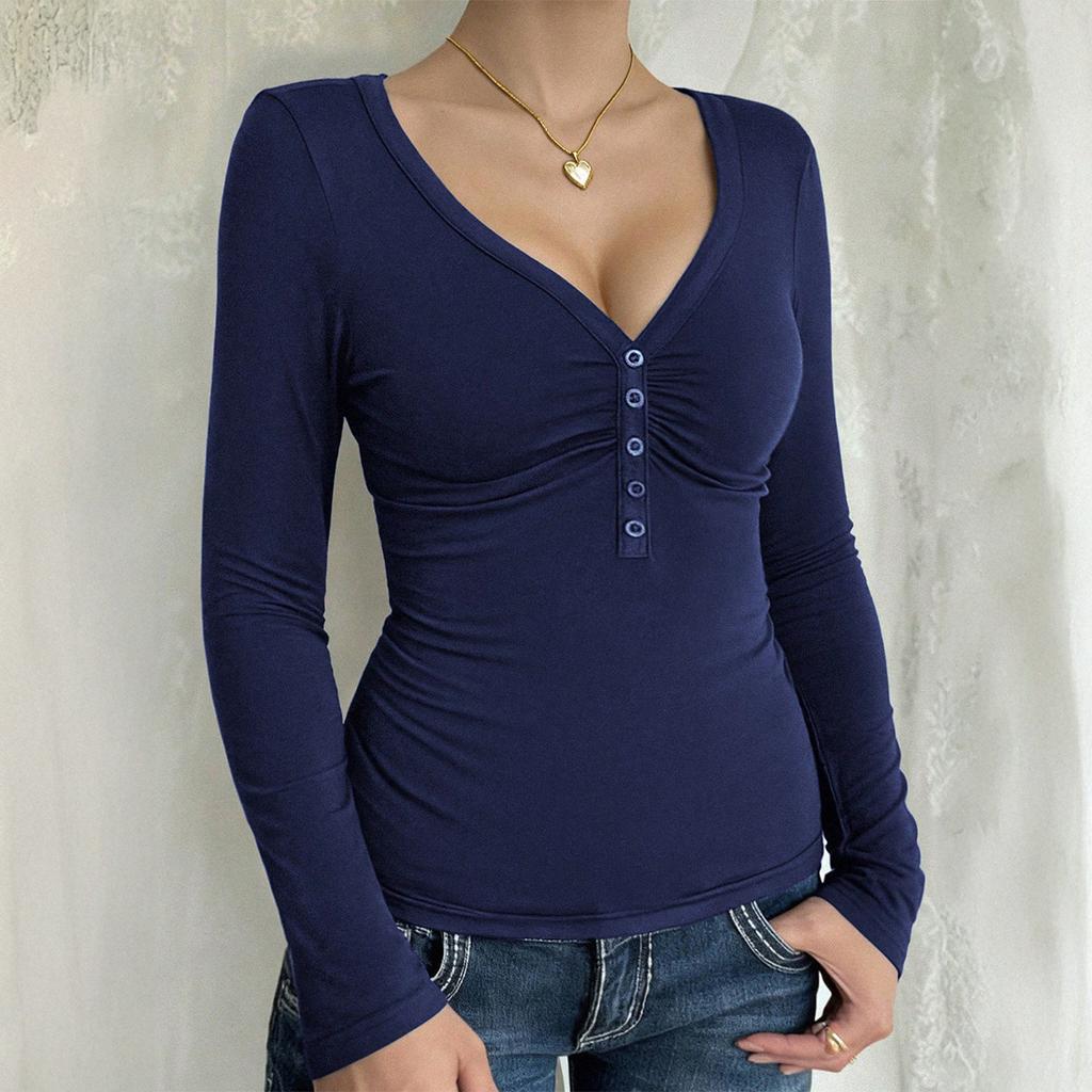 Heißes Mädchen Stil Vielseitiges Langarm-T-Shirt Gefütterte Oberteile Damen Frühling und Sommer Unabhängige Station