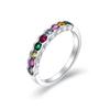 Colorful Rhinestone & Rainbow Gemstone Ring for Women - 925 Sterling Silver