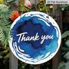 2D Flat Retro Aluminum Wall Stickers In Various Sizes, Featuring A Blue Watercolor "Thank You" Sign. This Abstract Art Style Is Perfect for Home
