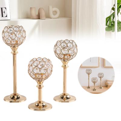 3pcs Tall Votive Candlestick Holders Gold Candle Holders Crystal Candlestick Holders for Dining Table Wedding Decor