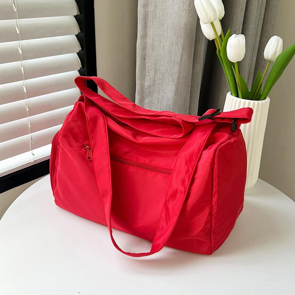 Solid Color Sports Shoulder Bag Canvas Gym Fitness Bag Fashionable Luggage Bag  Yoga