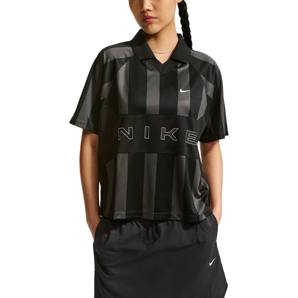 Nike Sportswear Striped Embroidered Ribbed Raglan T-Shirt Women Tops IO0914010