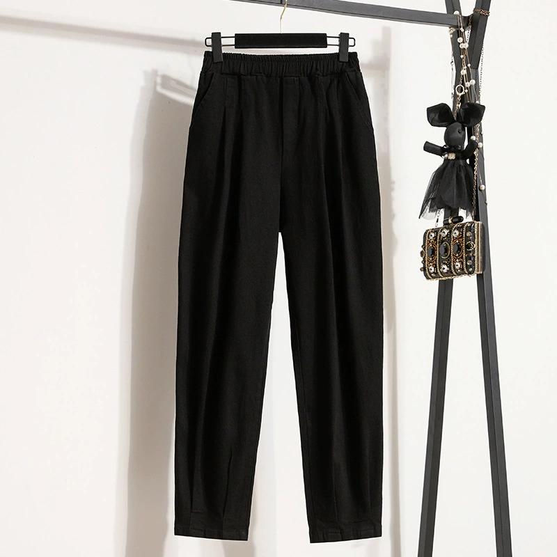 Plus Size Autumn Jeans Long Pants Women Elastic Loose Vintage Harem Casual Female Basic Show Thin Trousers 5XL