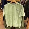 Cotton Round neck trendy tops, fashionable and versatile men's T-shirts, loose printed short sleeves for couples