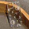 Moon Stars Print Clear Phone Case For lPhone 17 16 15 14 13 12 11 Pro Max XR X XS 7 8 15 Plus SE2Shockproof Silicone Cover Case