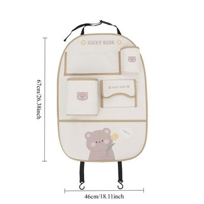 Car Seat Back Storage Bag Cute Cartoon Car Trash Can Creative Multi-functional Car Interior Anti-kick Pad