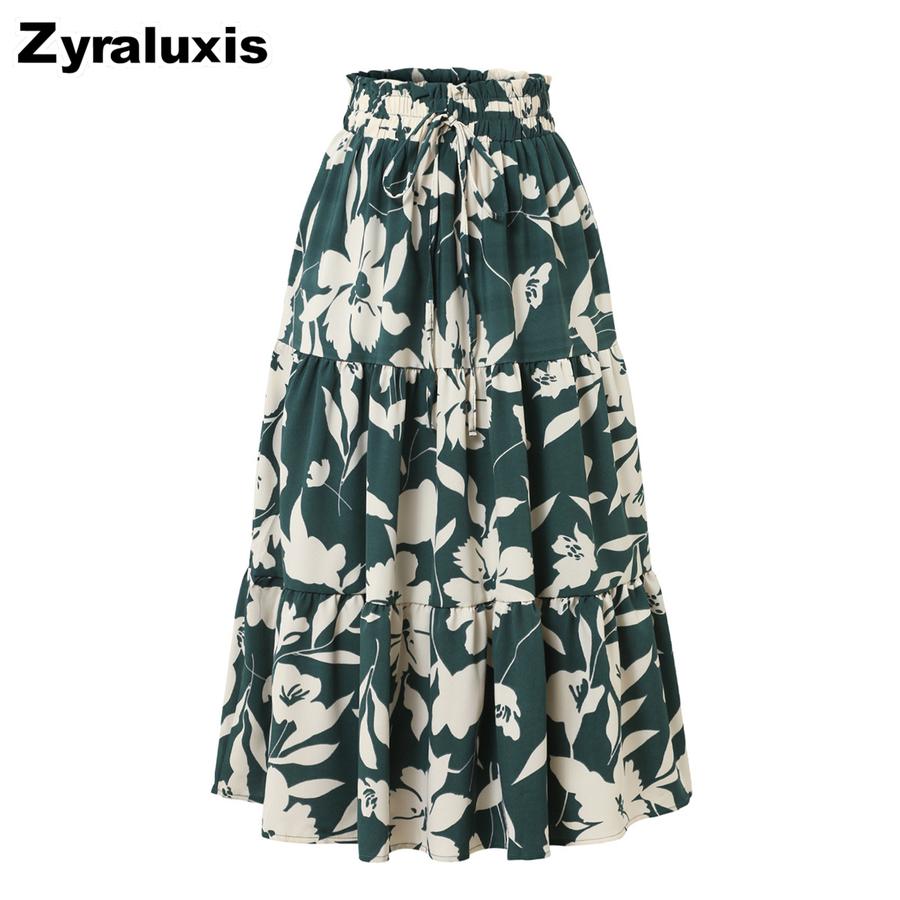 Jupe Midi Coupe A Ample d'Été Robe Plissée Haut de Gamme pour Femmes
