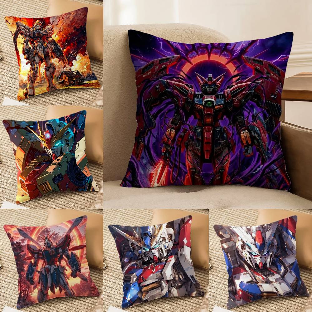 Mobile Suit Gundam Gundam F Anime Plush Pillow Cover Soft Short Plush Cushion Cover For Sofa Bedroom Home Decor Gift