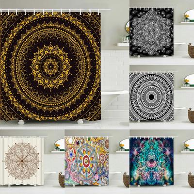 3D Print Bathroom Curtains Indian Mandala Shower Curtains With 12 Hooks Home Decoration Waterproof Fabric Bohemia Bath Screen