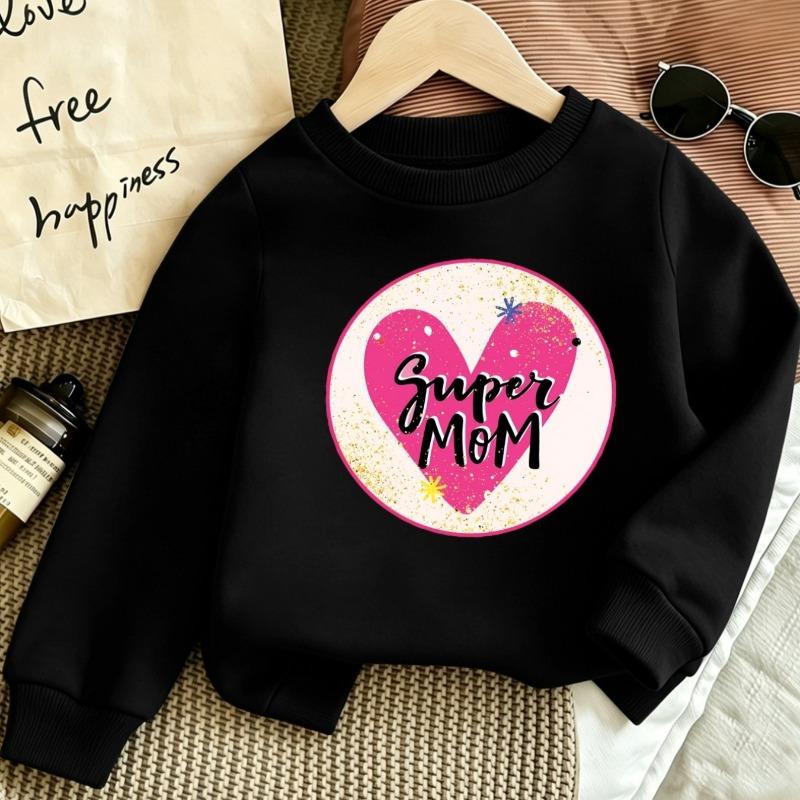 Kids Crewneck Long Sleeve Sweatshirt,Heart Patterns with English Slogan Graphic Print 110 чёрный