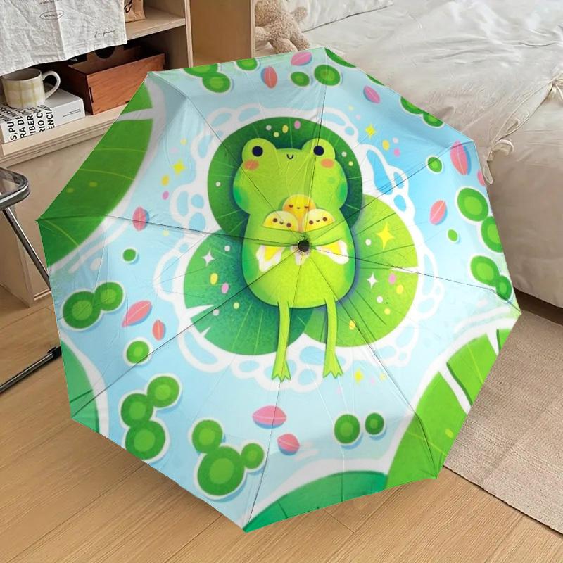 1pc Frog, Pond Automatic Open/Close Umbrella, Folding Compact Umbrella with Lightweight Design for Women/Men Yy251028179