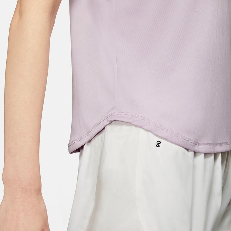 Nike Swoosh Logo Print Sport Crew Neck Short Sleeve T-Shirt Women Tops Light-Purple CZ9279-576