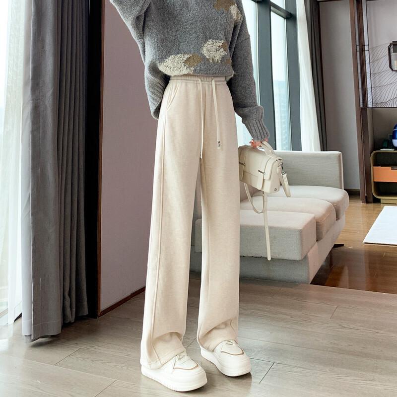 TonLion Women's Plush Straight-Leg Casual Pants