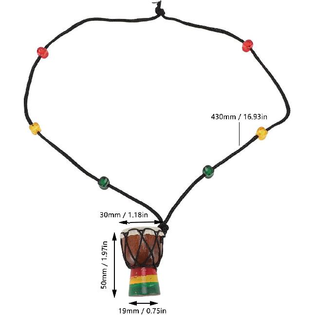 Djembe Drum Instrument Necklaces Mini Pendant African Drum Wood African Bongos Percussion Necklace for Teens Men Women Charms