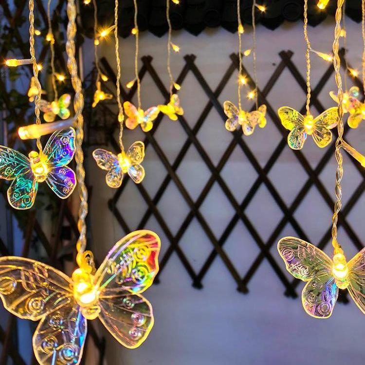 Butterfly Icicle Solar String Lights for Garden, Patio, and Landscape Decor