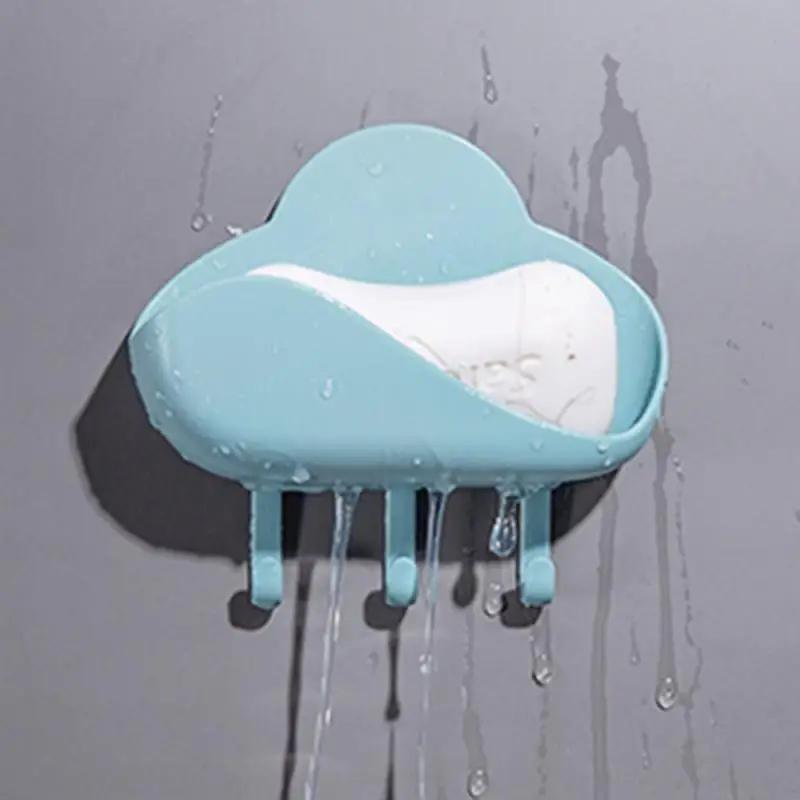 Bathroom Shower Soap Box Dish Storage Suction Cup Corner Cloud Shape Plastic Soap Holder Shower Hanger Bathroom Storage Rack