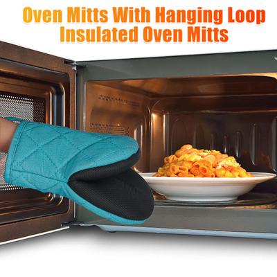 2Pcs Hitzebeständig Ofen Mitts mit Hängenden Schleife Nicht-Slip Grip Backen Handschuhe Küche