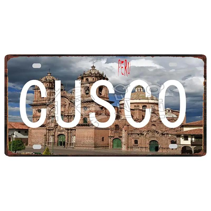 Lima Cusco Placas de Metal Vintage para Viagem Placa de Licença Cartaz Decorativo para Clube Arte de Parede Decoração de Casa 30X15CM DC-1033A