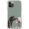 Cat and Skull Case Compatible with iPhone 13 Pro Max, Hippie Creepy Black Cat and Skeleton Case for iPhone 13 Pro Max for Teens Men and Women, Cool