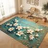 Floral Garden Theme Crystal Velvet Floor Rug Personalized Custom Name Text Warm Carpet Home Decoration