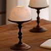 Home Retro North American Walnut Candlestick, with Bone China Ventilation Cover for Candle Decoration, Scented Table Ornament,