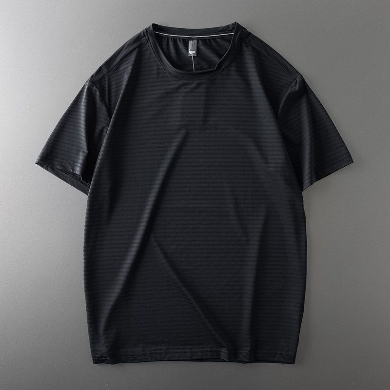 Export Original Tail Single Cut Label Quick-Drying Ice Silk Mesh Short Sleeve T-Shirt Men s Summer Thin Export Menswear T-shirt Tops Black 3XL