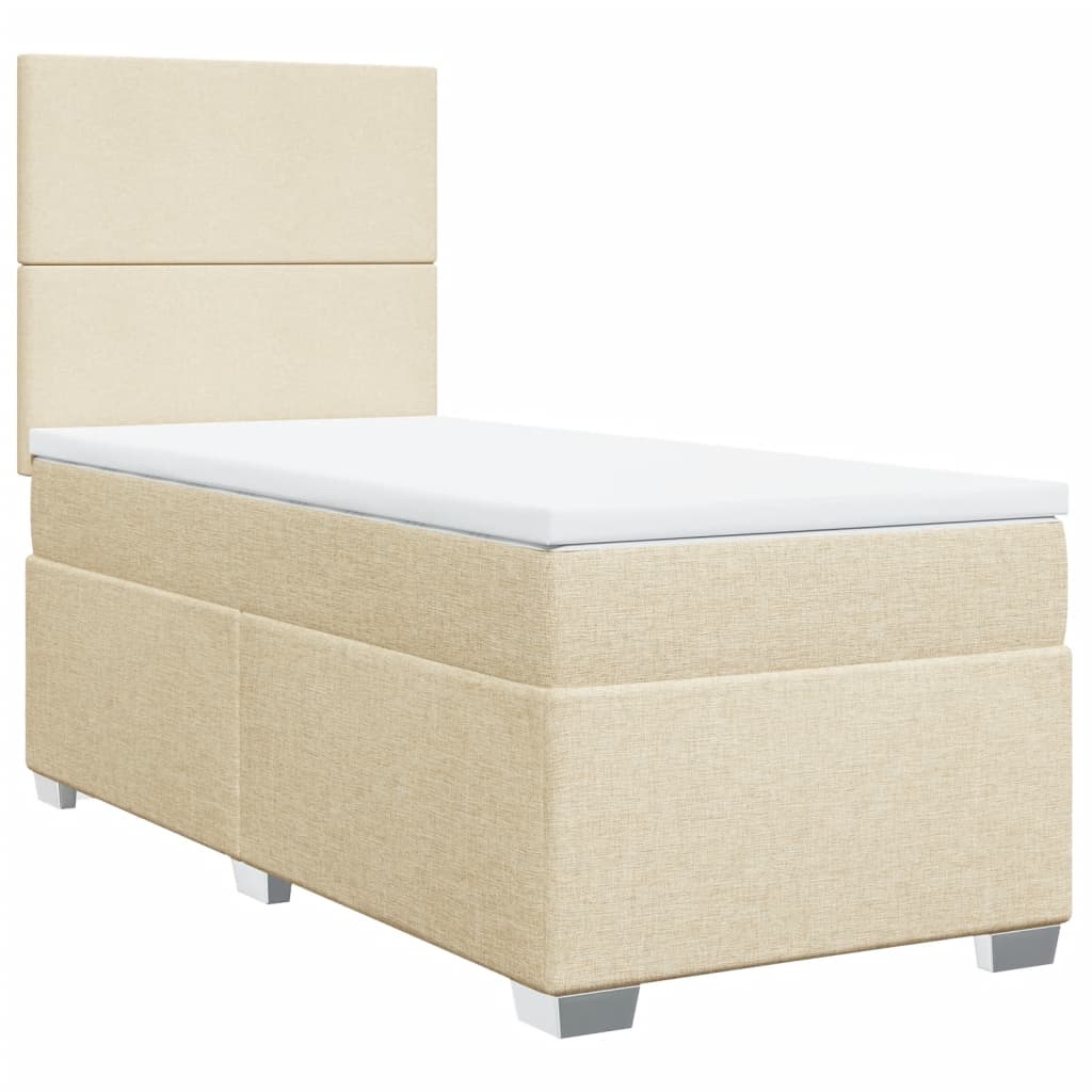 Box Spring Bed with Mattress Cream 90 x 190 cm Fabric