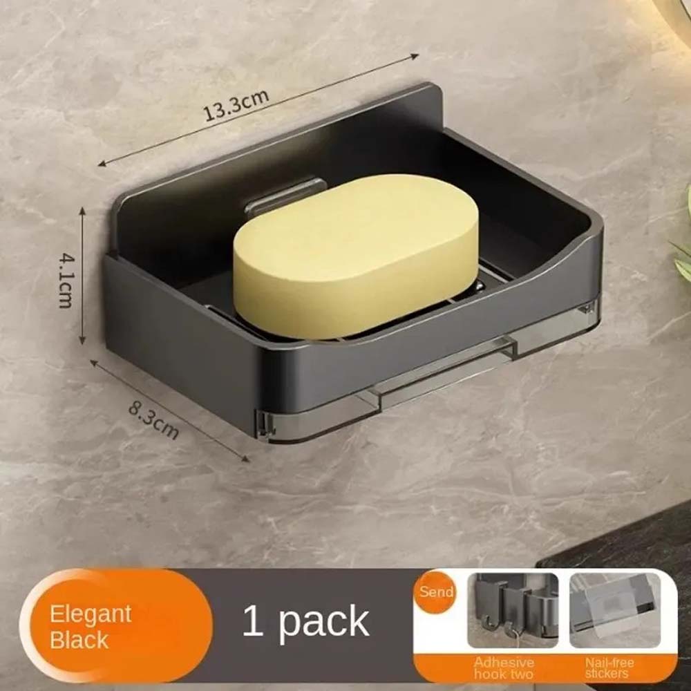 1PC Wall-mounted Perforation-free Soap Box Bathroom Drain Rack Suitable for Bathroom and Kitchen