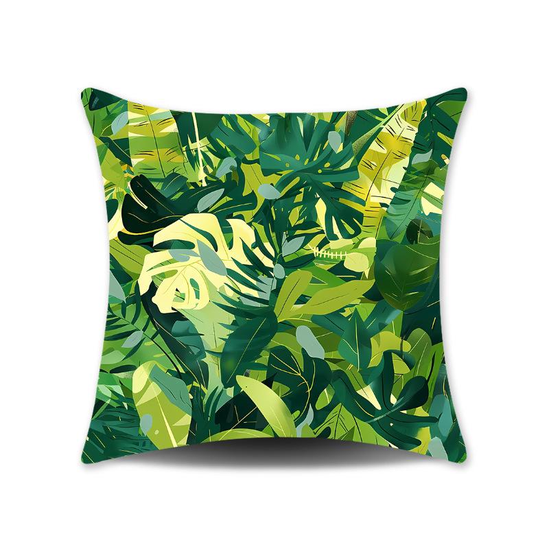 Green Leaves Plush Cushion Cover for Sofa or Bedroom