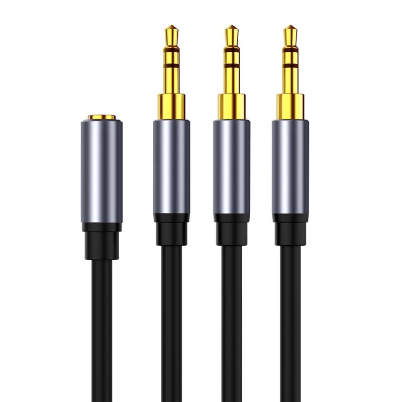 Cablu pentru căști de la 3,5 mm la 3 x 3,5 mm mufă de interfață cablu auxiliar cablu adaptor audio pentru dispozitive portabile cu port de 3,5 mm