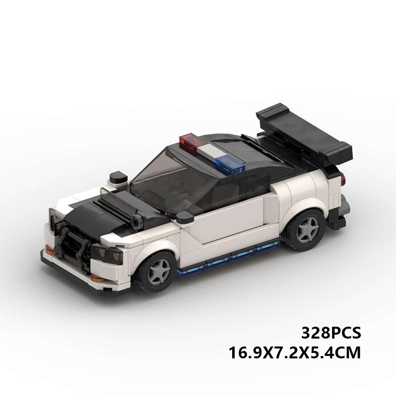 

Конструктор спортивного полицейского автомобиля R34 GTR, совместимый с LEGO - Маленький кирпичик, гоночный автомобиль, игрушка для сборки