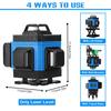 16/12/8 Line 360° 4D Horizontal Vertical Cross Spirit Level Measure Tool Kit Green Light Laser Level