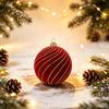 8cm bordeauxrote beflockte Weihnachtskugeln mit goldenem Glitzer-Muster, 24 Stück Geschenkbox-Set, 3 Muster Weihnachtsbaumschmuck