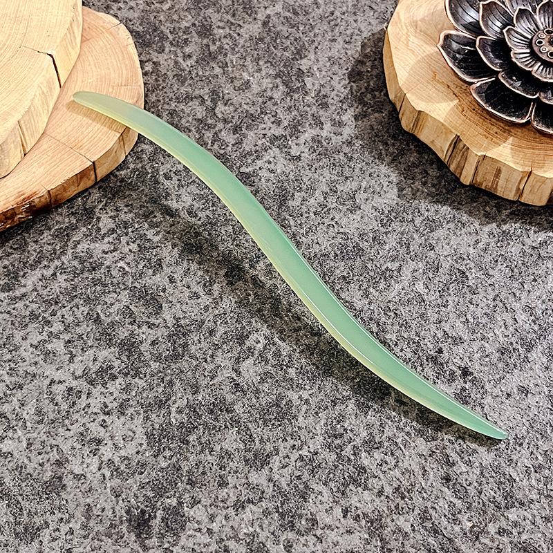 Imitation Jade Ancient Wind Hairpin Daily Hair Coiffure Hanfu Bamboo Xiangyun Cheongsam Hair Pulling Pill Head Multicolor Hairpin