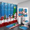Cute Snowman Christmas Shower Curtain Set Silver Pine Branches Snowflake Xmas Balls Bathroom Decor Rug Bath Mat Toilet Lid Cover