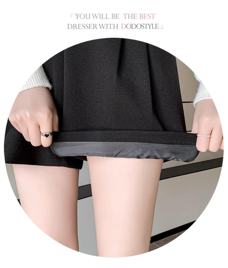 Women's High Waist Woolen Wide-Leg Shorts, Autumn/Winter 2024 Collection - Versatile Casual Wear, Available in Small to Plus Sizes.