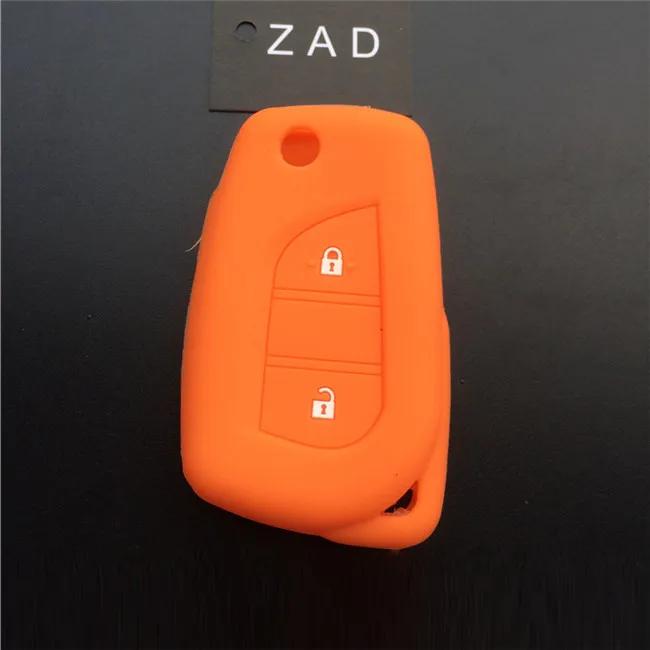 

ZAD Silicone rubber car key cover case shell set protector fob for Toyota aygo Yaris Highlander Camry RAV4 2 button key holder помаранчевий