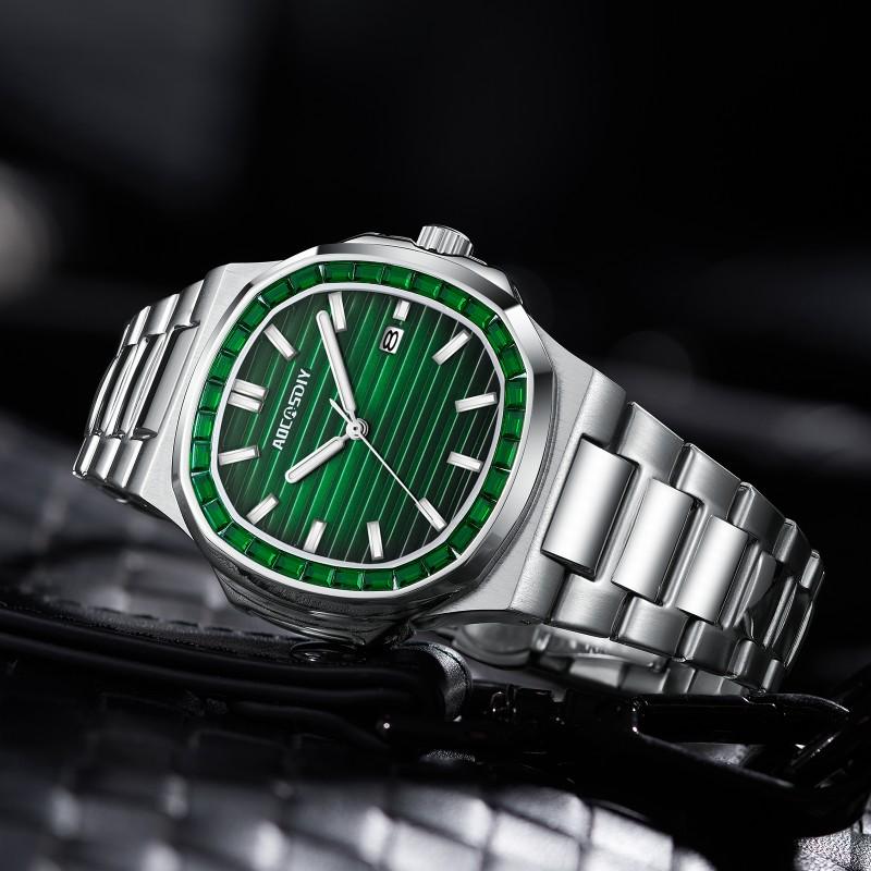 New Rhinestone Men's Watch Business Casual Waterproof Calendar Luminous Quartz Wristwatch Fashion Watches for Men reloj hombre