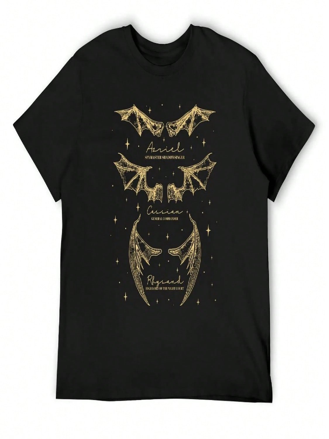 Golden Bat Boys ACOTAR Bookish Wings Design Rhysand Cassian Azriel T-Shirt Summer Shirt unisex s T-Shirts S разноцветный