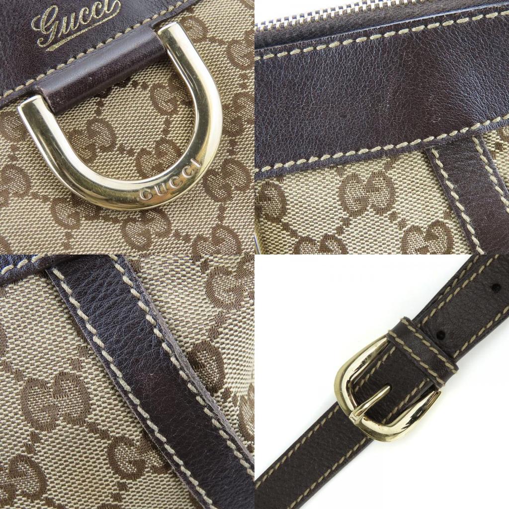 Gebrauchte GUCCI Schultertasche 203257 Abbey GG Canvas beige Dunkelbraun Diagonal getragen